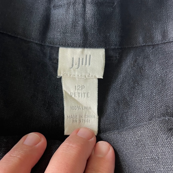 J. Jill Black 100% Linen Crop Trousers Sz 12P - Picture 2 of 9